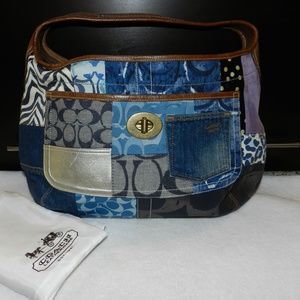 RARE! Coach Denim & Leather Patchwork Large Hobo